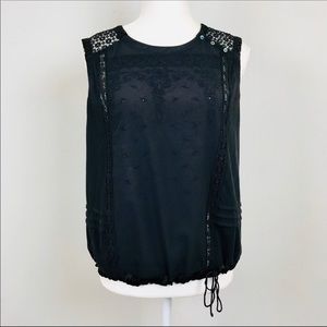 Antrhopologie TINY black eyelet sleeveless blouse